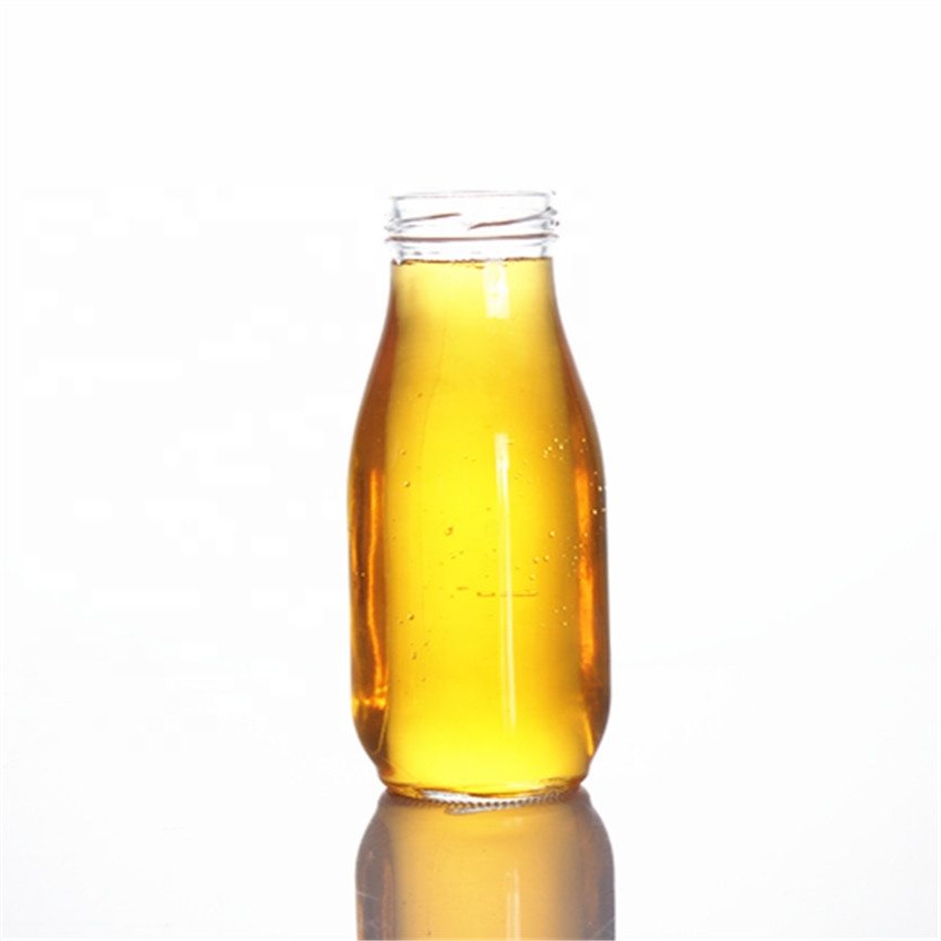Stocked 250ml 300ml 420ml 500ml 1000ml food grade clear round square empty juice milk tea water glass bottle with metal lids