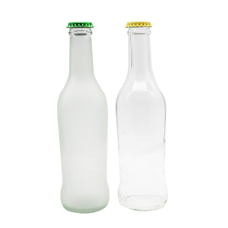 Stocked 275 ml clear transparent empty sparking soda water carbonate beverage cocktail beer glass bottle with lid