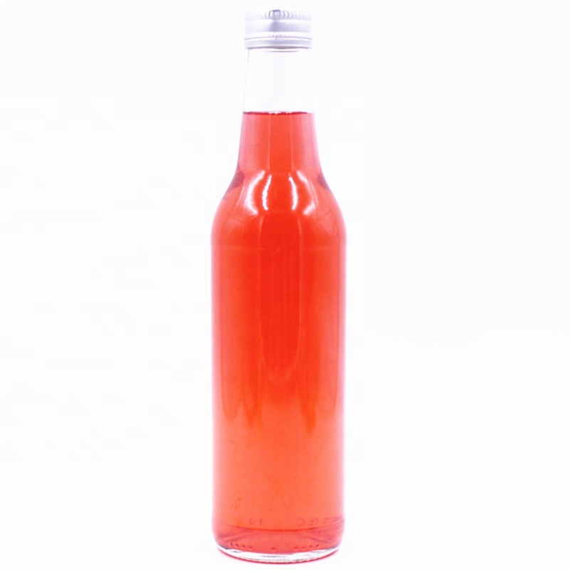 Stocked 330ml 33cl round clear transparent juice water wine spirit glass bottle with screw cap glass manufacturing plant