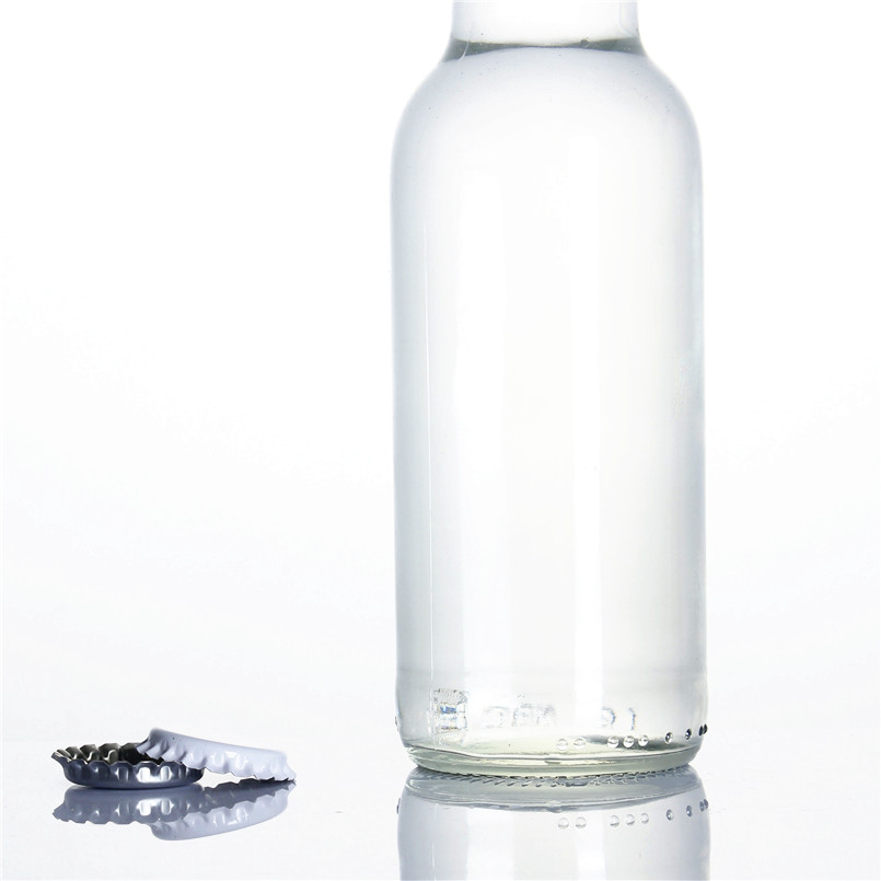 Stocked 330ml 33cl round clear transparent juice water wine spirit glass bottle with screw cap glass manufacturing plant