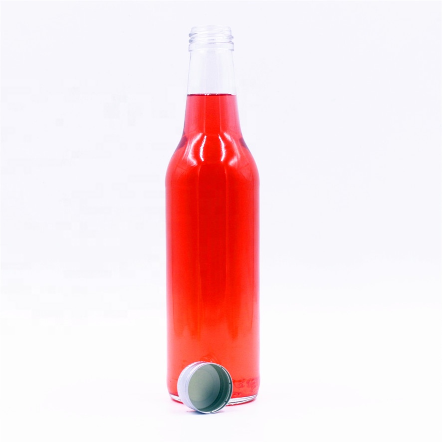 Stocked 330ml clear transparent empty sparking soda water carbonate beverage cocktail breezer beer glass bottle with lid