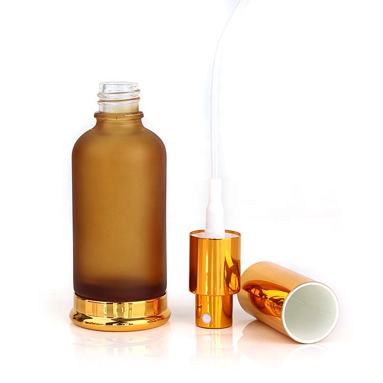 Stocked 50ml amber frosted empty refillable glass perfume essential oil spray bottle