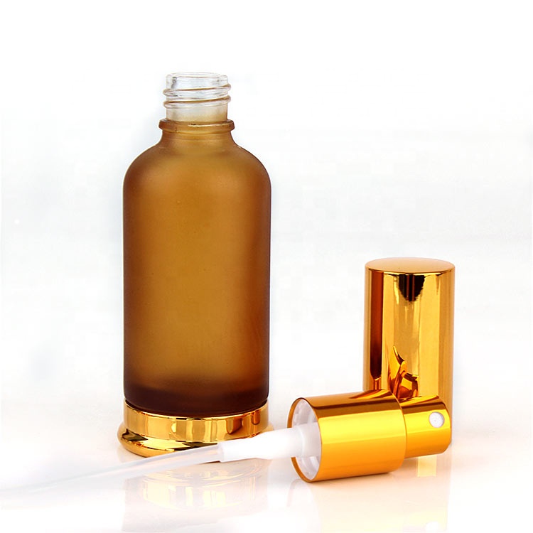 Stocked 50ml amber frosted empty refillable glass perfume essential oil spray bottle
