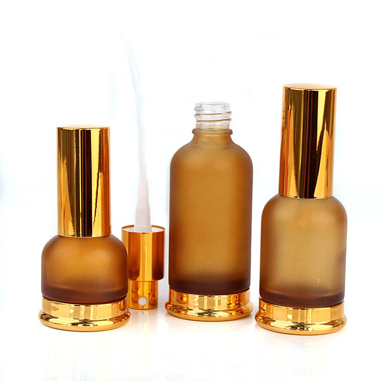 Stocked 50ml amber frosted empty refillable glass perfume essential oil spray bottle
