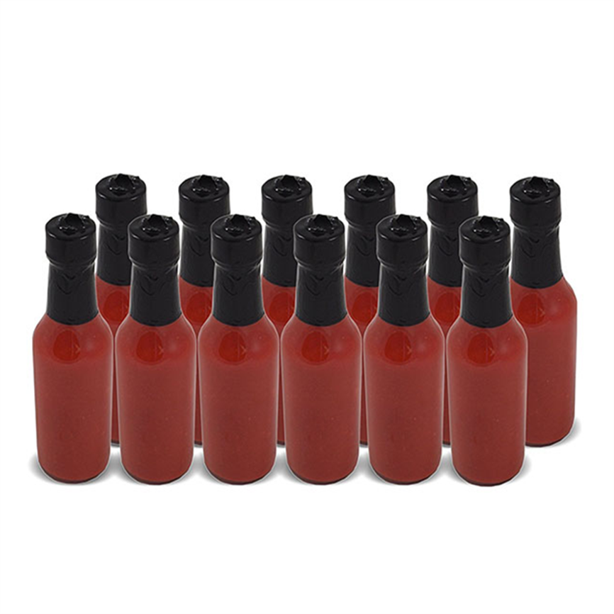 Stocked 5oz round clear 150ml 148ml woozy empty chili sauce vinegar glass bottles with plastic screw cap