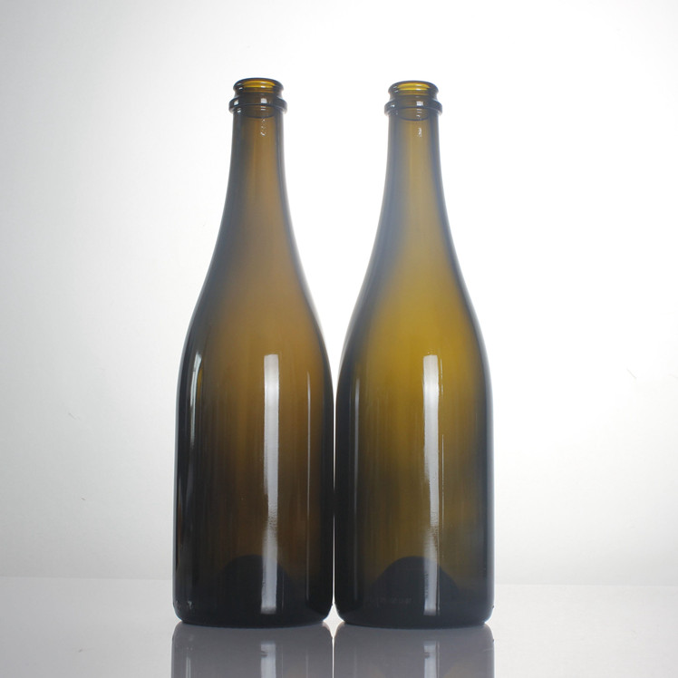 Stocked 75cl detal decoration antique green transparent 16bar wine beer sparkling juice 750ml champagne bottle