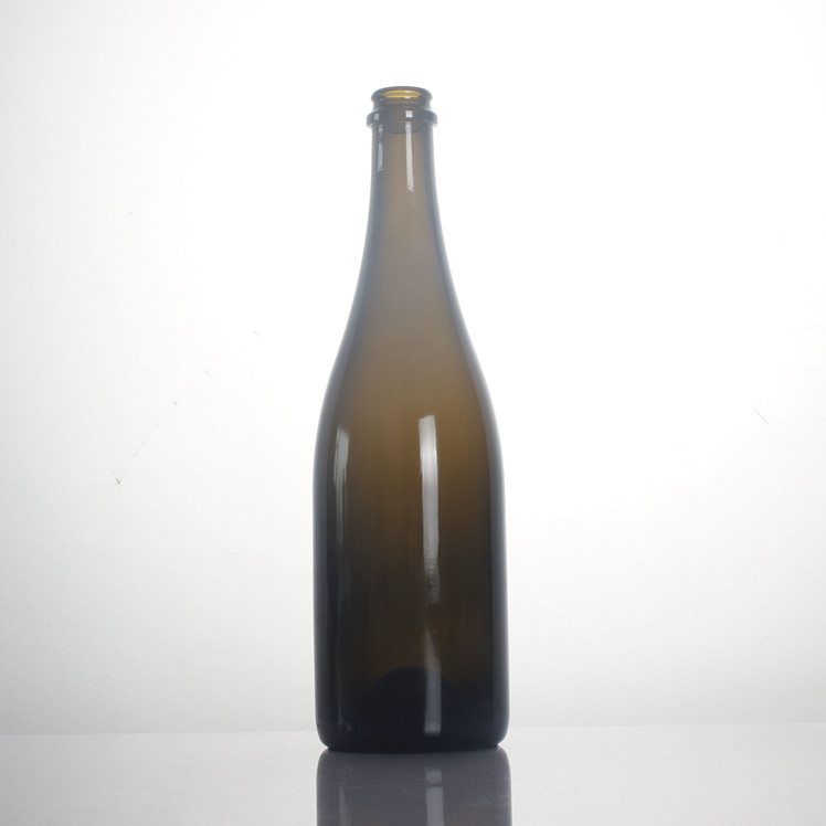 Stocked 75cl detal decoration antique green transparent 16bar wine beer sparkling juice 750ml champagne bottle