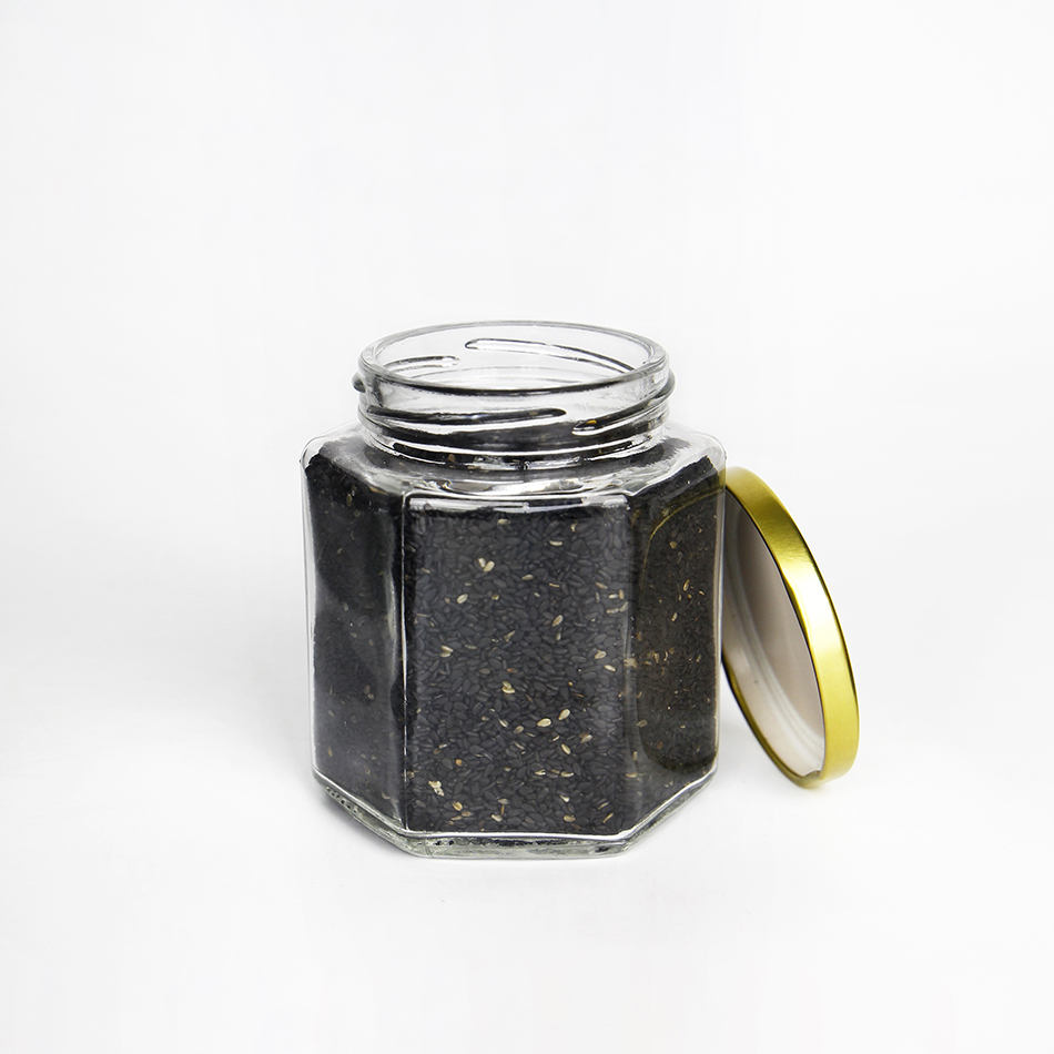 Stocked Empty Honey Jam Pickle Canning Butter 400ml Hexagon Glass Jar With Screw Top Lid