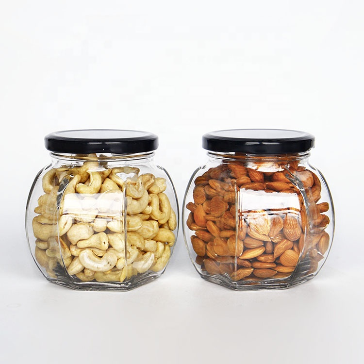Stocked Flint 500ml Glass Food Storage Jars for Honey Jam Sauce Packaging Containers