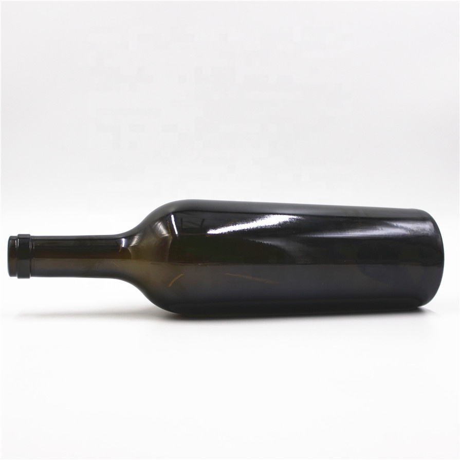 Stocked custom 1.2kg 1200g heavy weight dark green cork 750ml burgundy glass wine bottle