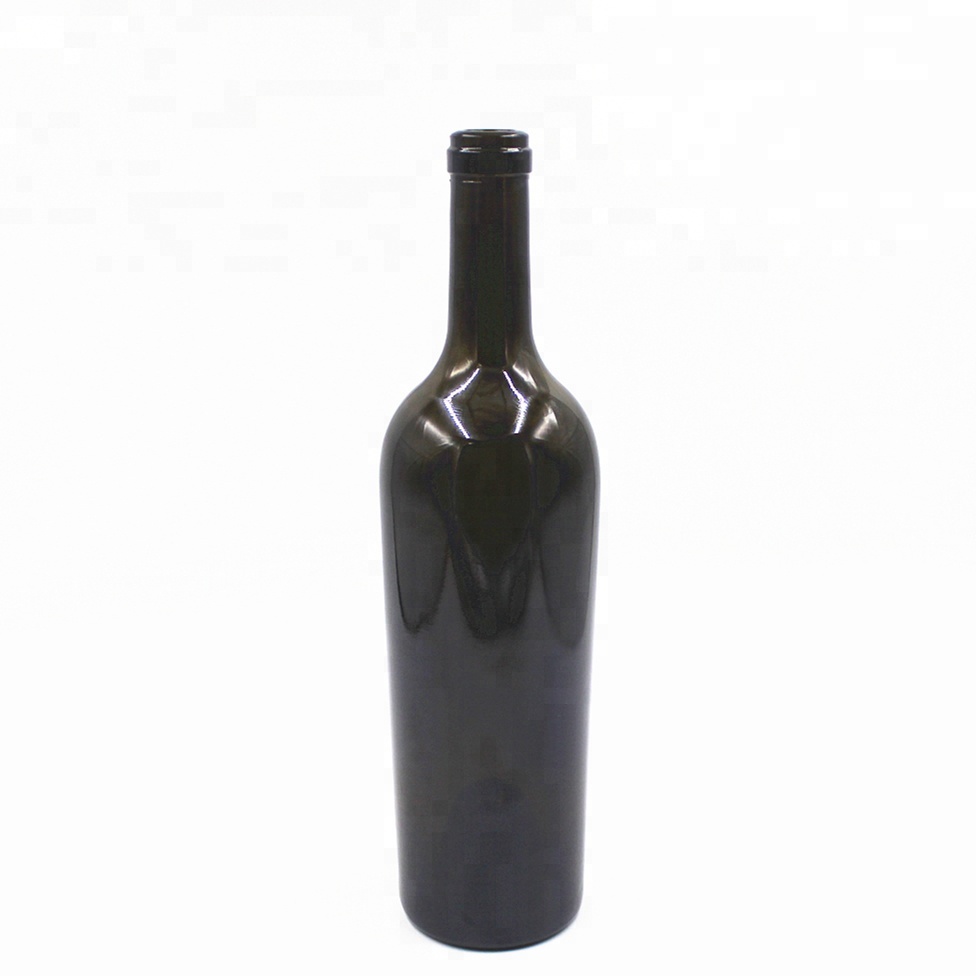 Stocked custom 1.2kg 1200g heavy weight dark green cork 750ml burgundy glass wine bottle
