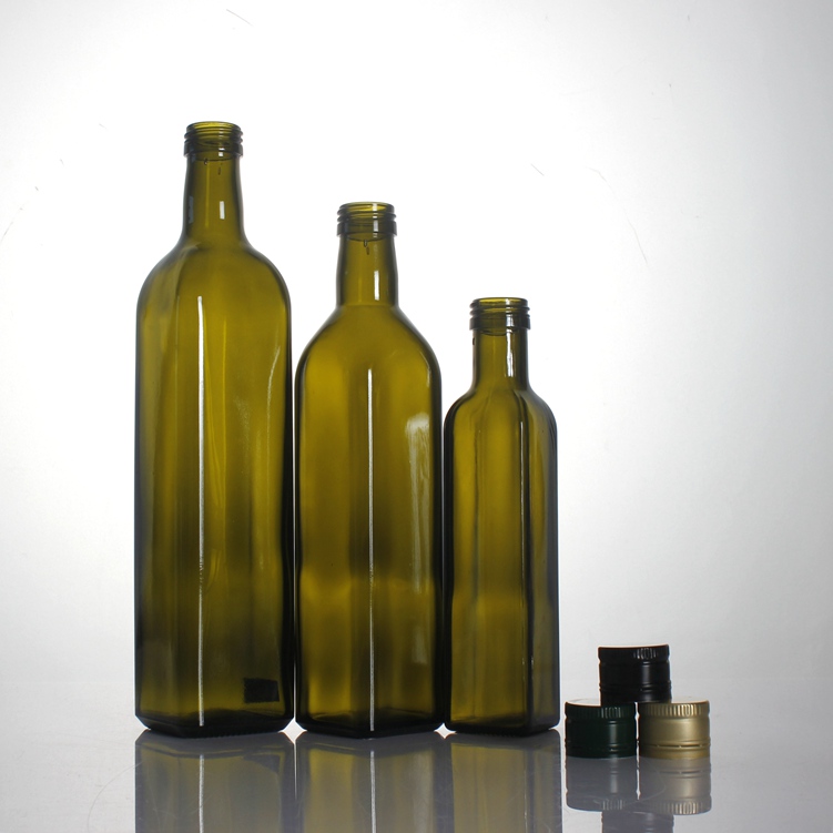 Stocked ready to ship 250ml 500ml 750ml 1000ml dark green amber clear round square EVOO olive oil glass bottle