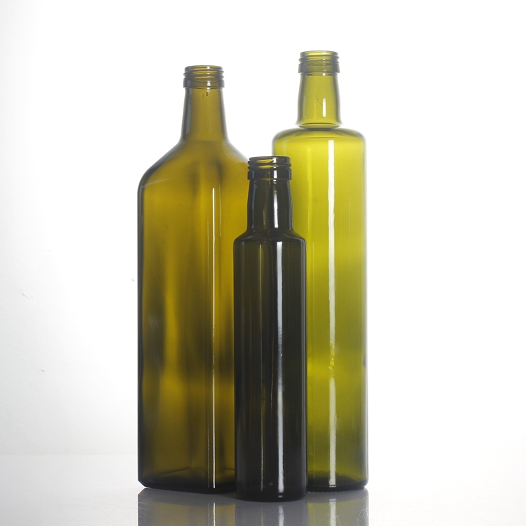 Stocked ready to ship 250ml 500ml 750ml 1000ml dark green amber clear round square EVOO olive oil glass bottle