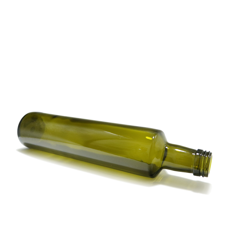 Stocked round 500ml olive oil bottle green dorica food grade cooking oil glass bottle with insert cap CY-165