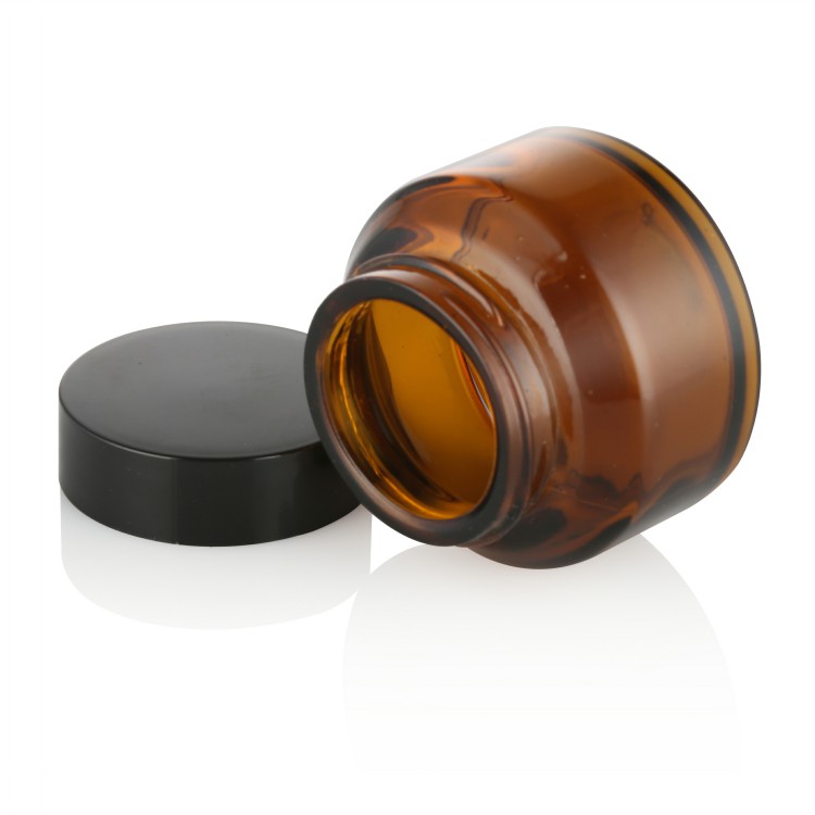 Stocks 15g 30g 50g empty amber glass jar with black lid