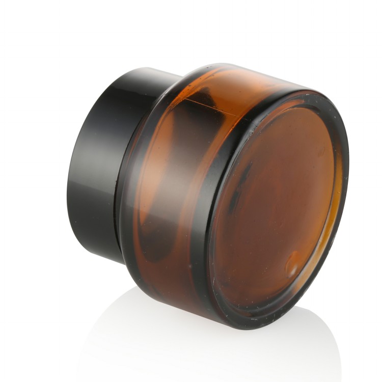 Stocks 15g 30g 50g empty amber glass jar with black lid