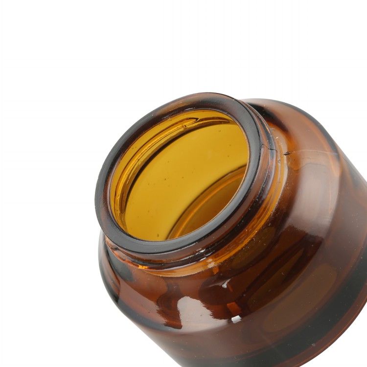 Stocks 15g 30g 50g empty amber glass jar with black lid
