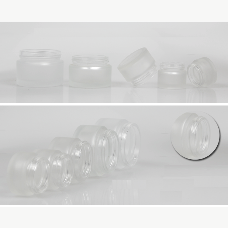 Stocks 5g 10g 20g 30g 50g frosted glass cream jar black white silver lid