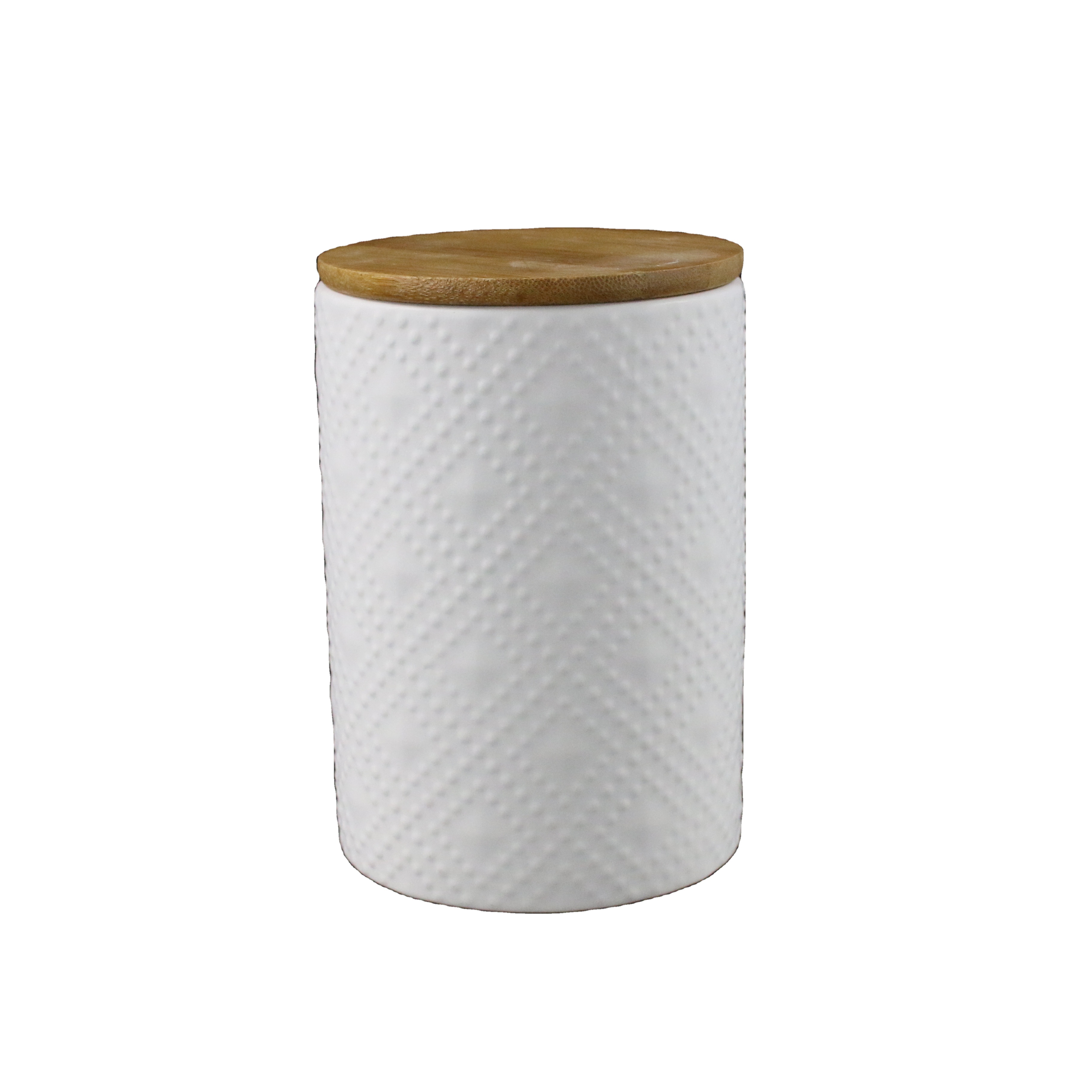 Stoneware Biscuit Flour Canister Storage Jar Coffee Tea Sugar Jar with Wooden Bamboo Lid