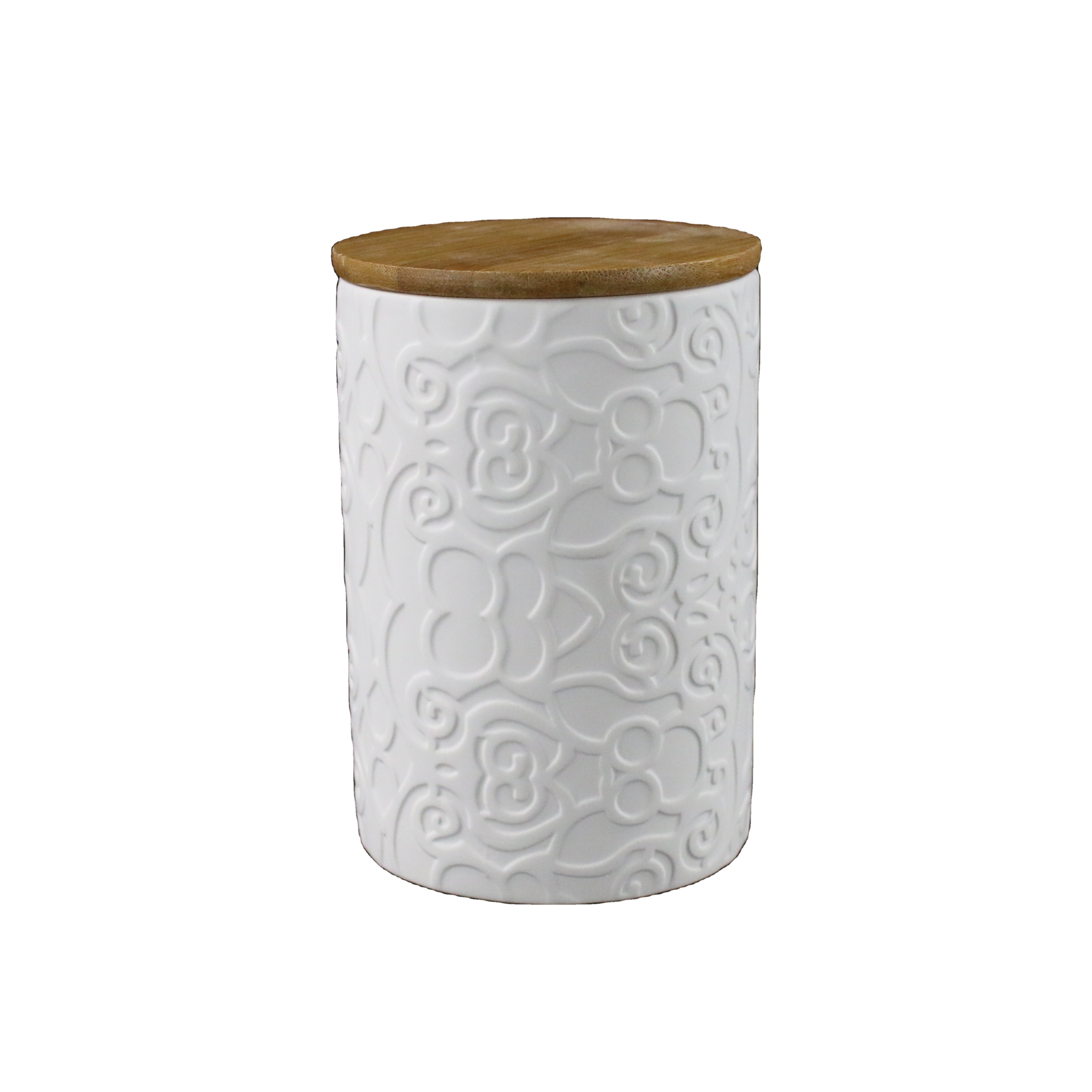 Stoneware Biscuit Flour Canister Storage Jar Coffee Tea Sugar Jar with Wooden Bamboo Lid