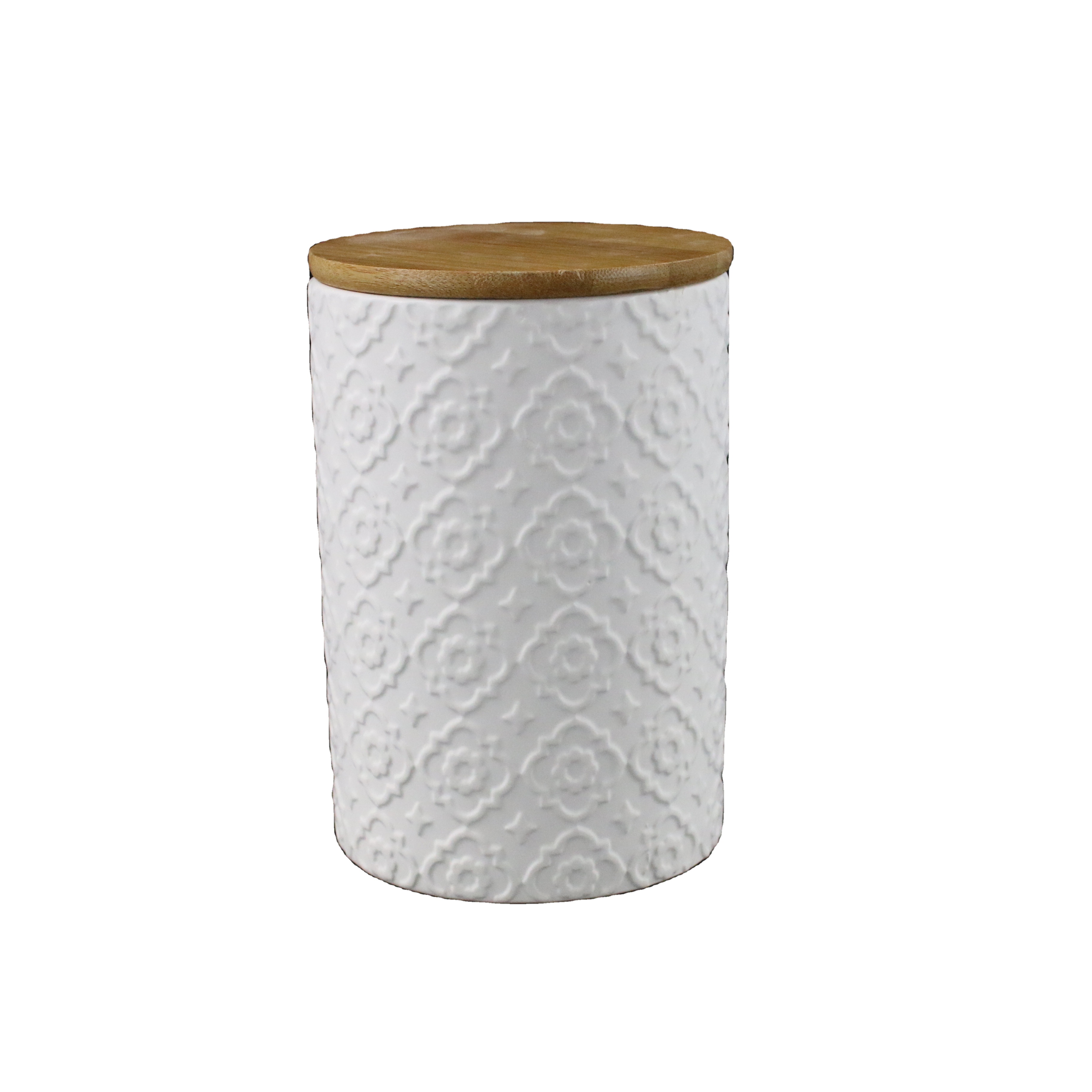 Stoneware Biscuit Flour Canister Storage Jar Coffee Tea Sugar Jar with Wooden Bamboo Lid