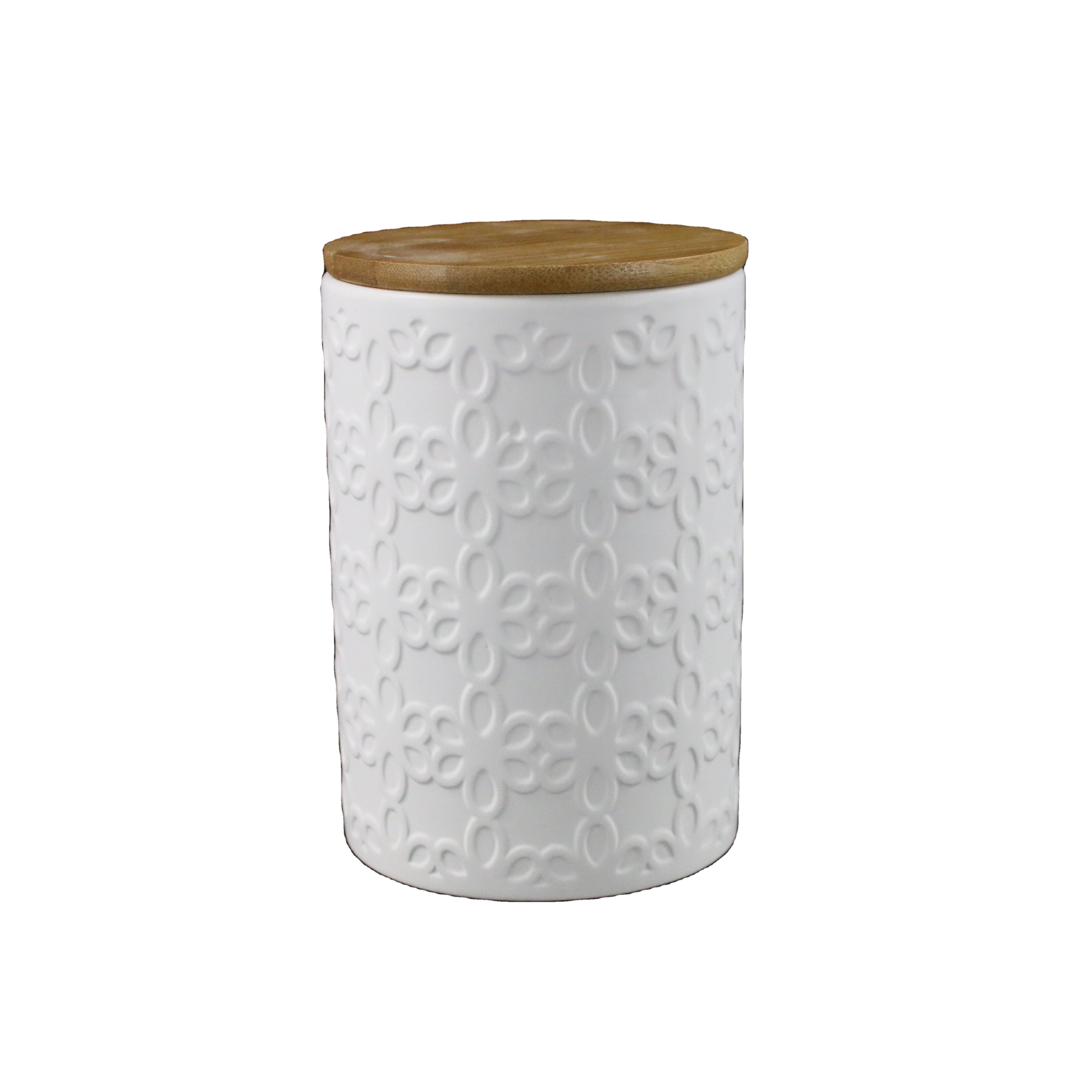Stoneware Biscuit Flour Canister Storage Jar Coffee Tea Sugar Jar with Wooden Bamboo Lid