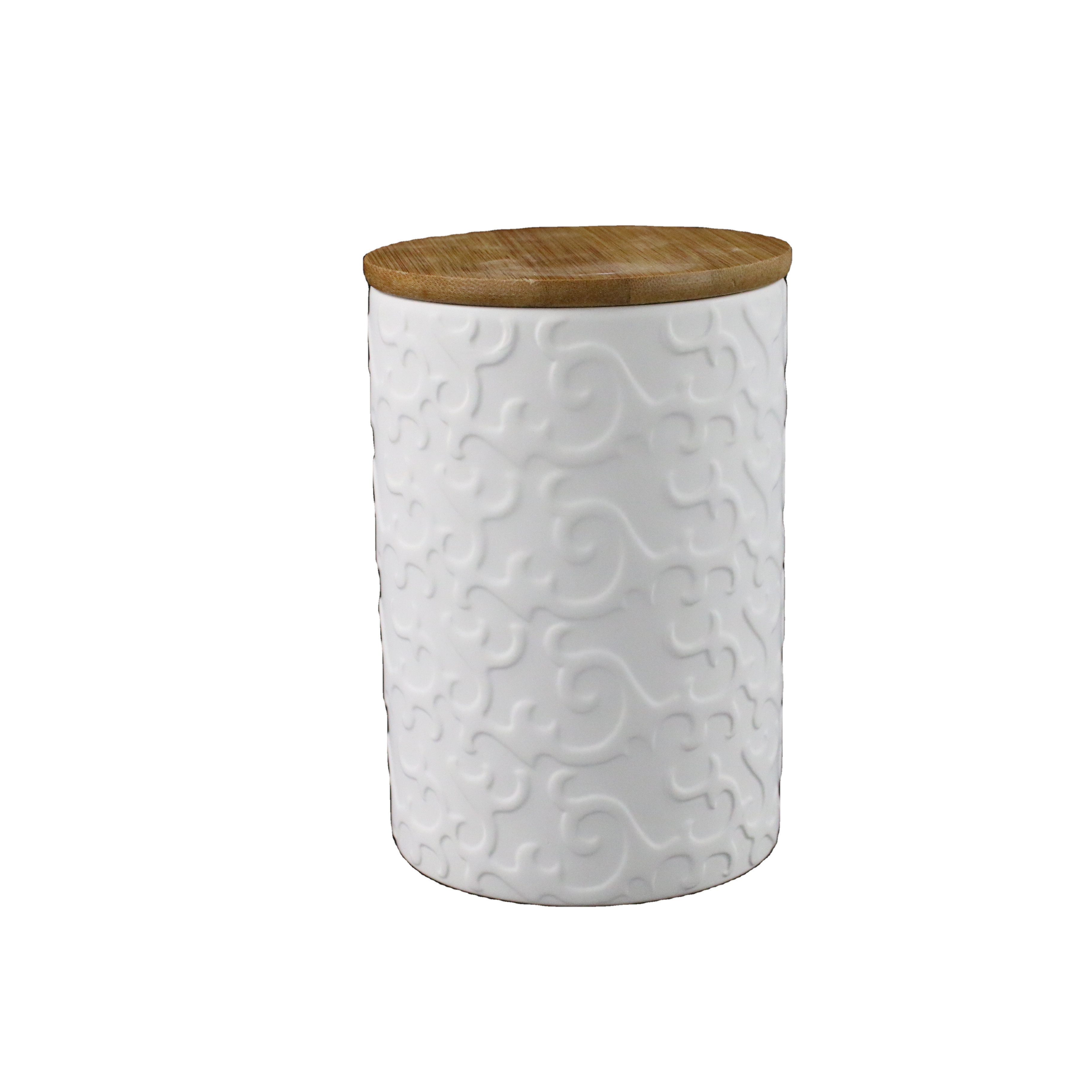 Stoneware Biscuit Flour Canister Storage Jar Coffee Tea Sugar Jar with Wooden Bamboo Lid