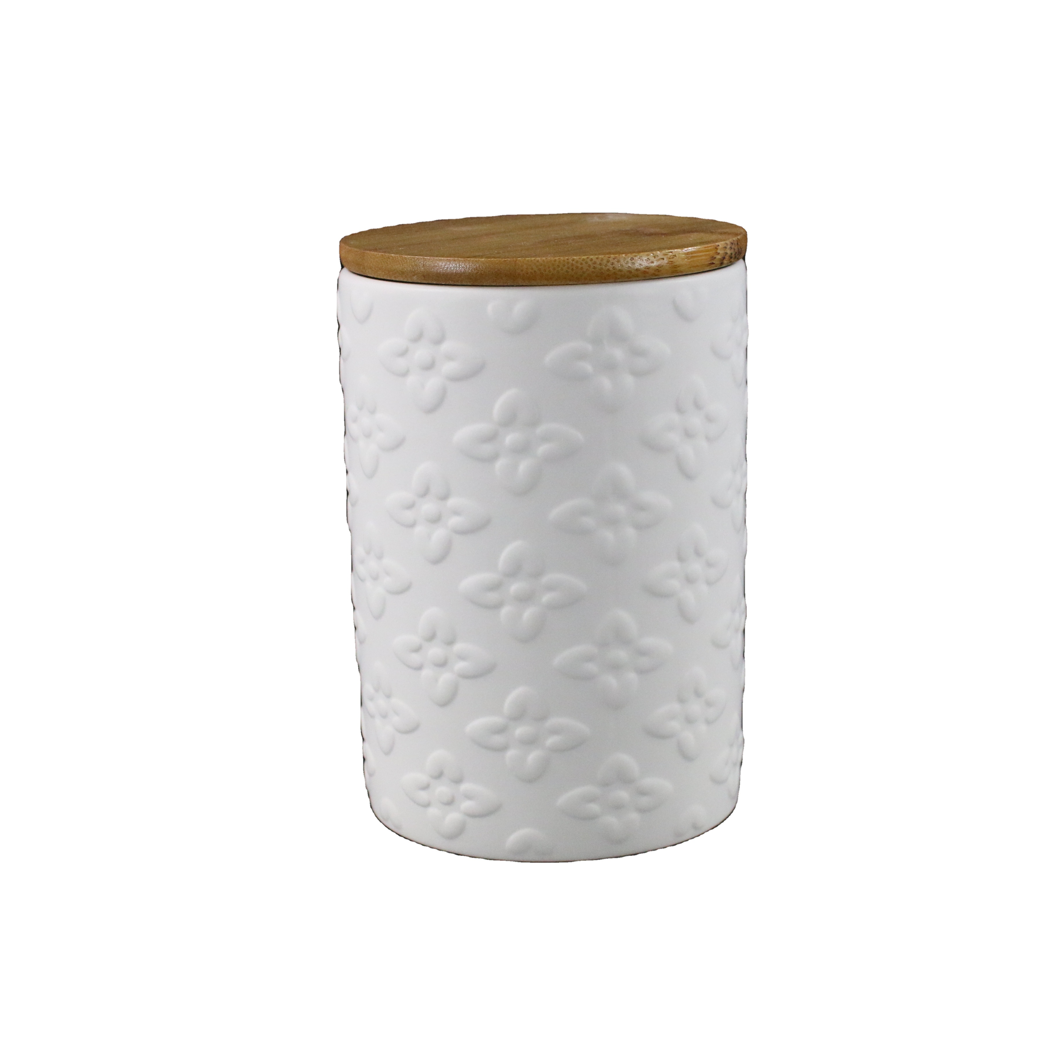 Stoneware Biscuit Flour Canister Storage Jar Coffee Tea Sugar Jar with Wooden Bamboo Lid