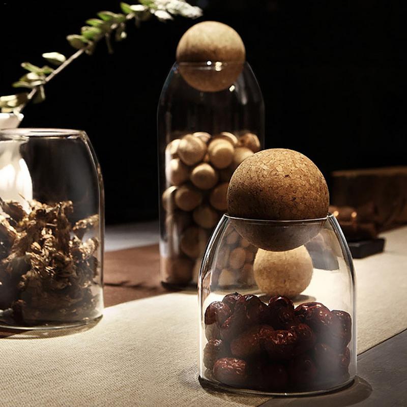 Storage Bottle Glass Cork Sealed Can Storage Tank Grains Jar Creative Cork Tea Containers Kitchen Storage