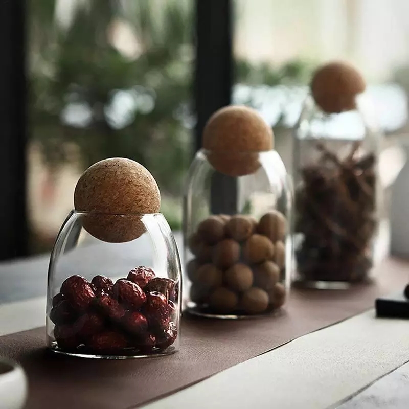 Storage Bottle Glass Cork Sealed Can Storage Tank Grains Jar Creative Cork Tea Containers Kitchen Storage