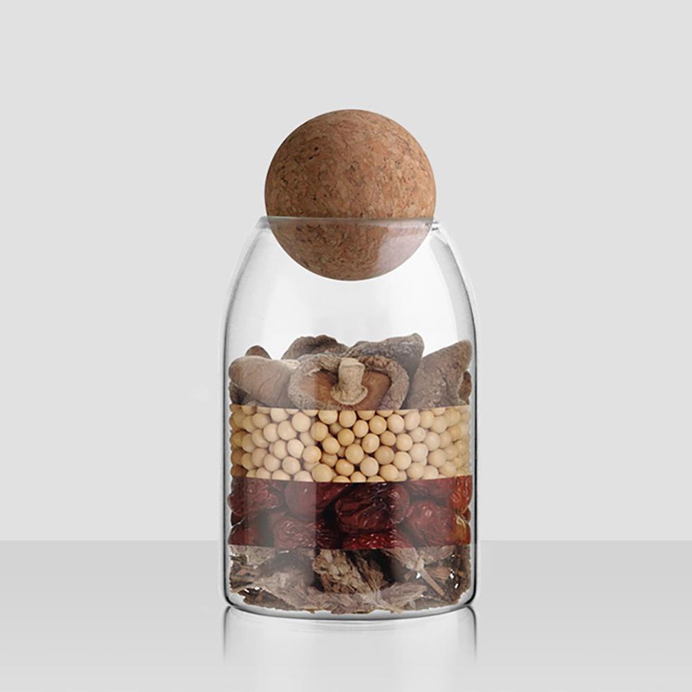 Storage Bottle Glass Cork Sealed Can Storage Tank Grains Jar Creative Cork Tea Containers Kitchen Storage