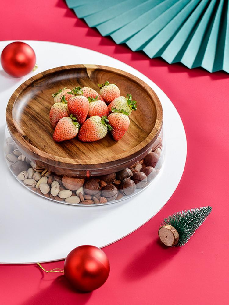 Storage Bottle Glass Nuts Dry Fruits Storage Container Double Layer Candy Kitchen Box With Wooden Lid For Home Kitchen Supply