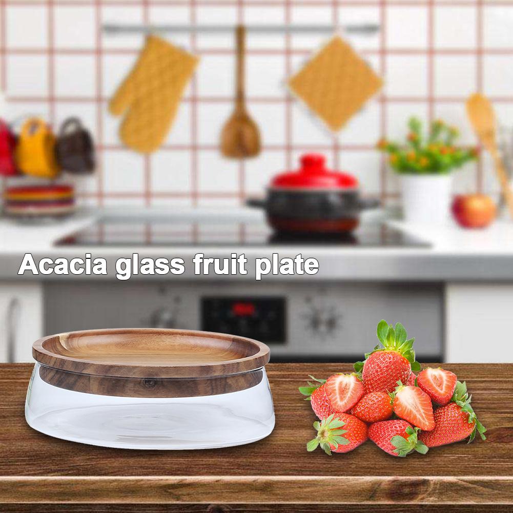 Storage Bottle Glass Nuts Dry Fruits Storage Container Double Layer Candy Kitchen Box With Wooden Lid For Home Kitchen Supply