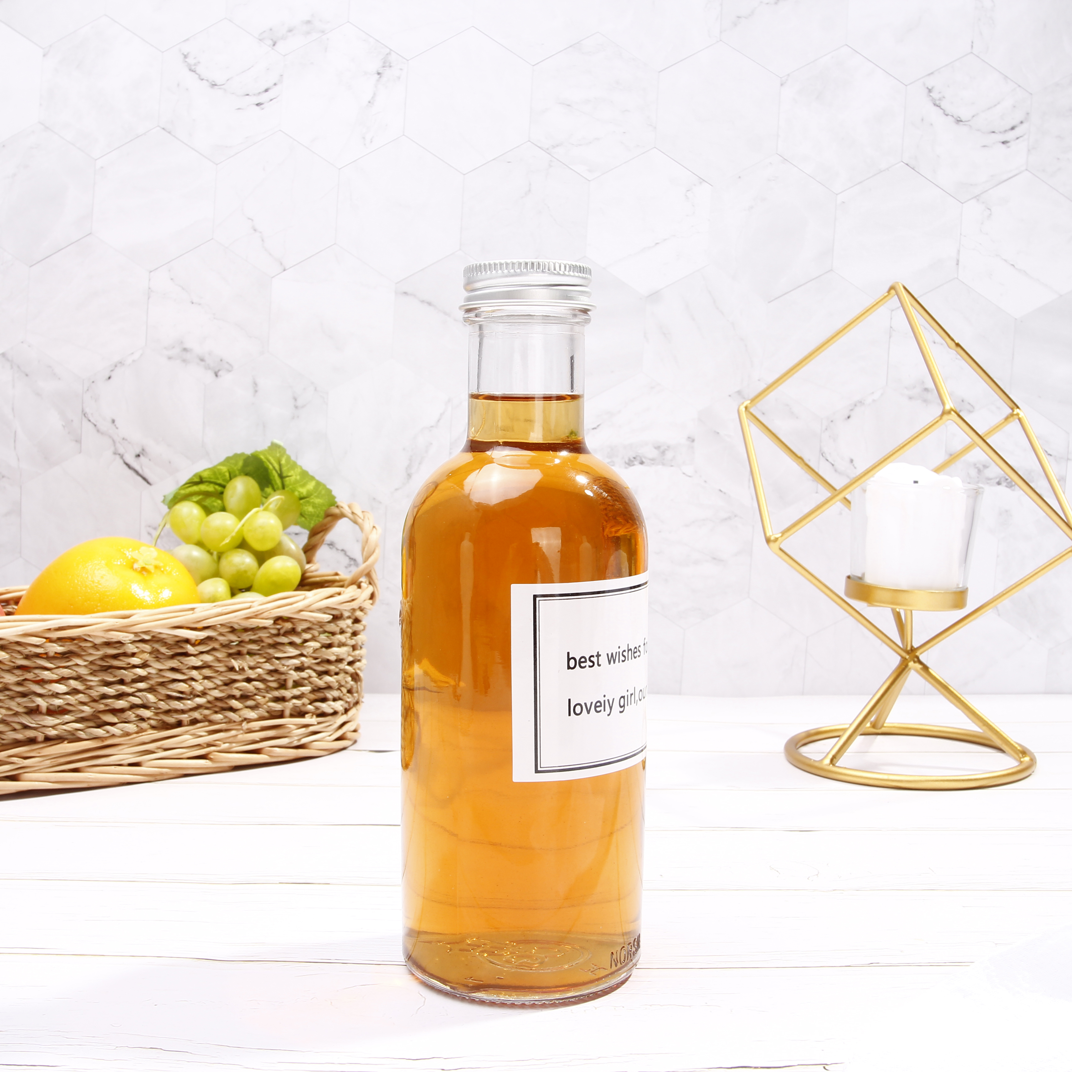Storage Jar Food Storage Container/ Borosilicate Glass with Lid/ Glass Storage Bottles & Jars Screw Metal Lid Customized Logo