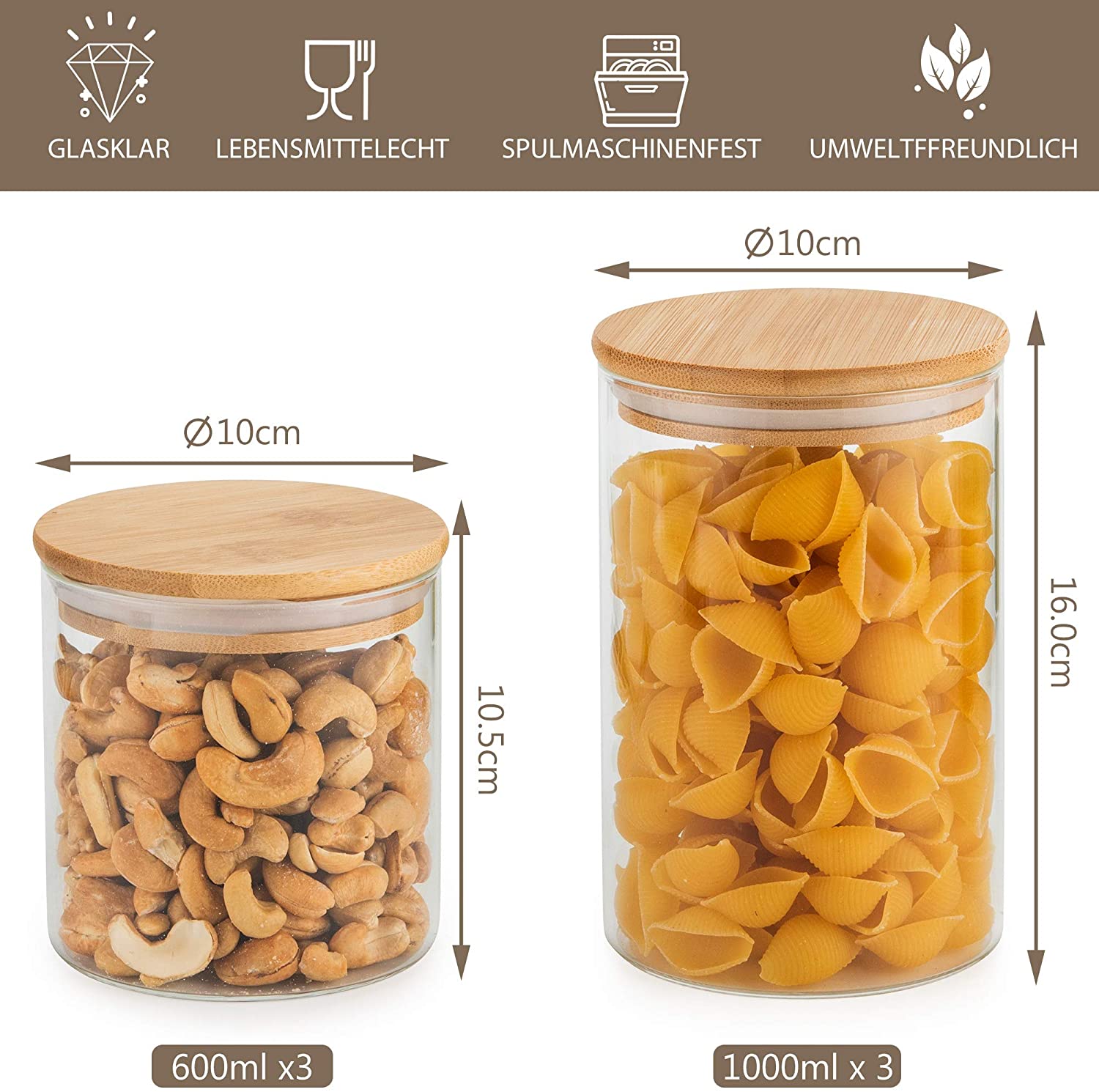 Storage Jar Made of Borosilicate Glass with Bamboo Lid