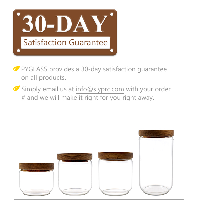 Storage Jars Containers with Acacia Wood Lid for Candy, Cookie, Rice, Sugar, Flour, Pasta, Nuts Set of 4