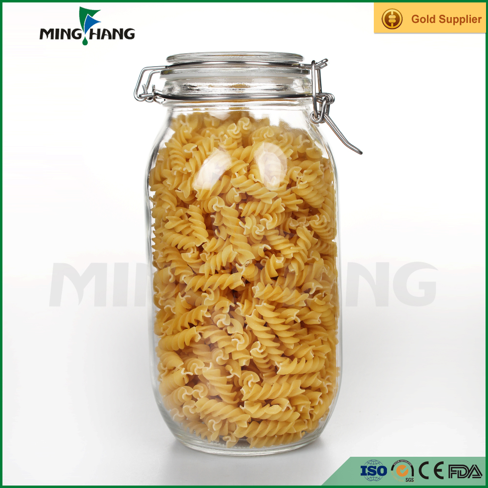 Storage Jars with Cilp Lid Top Clear Canister Large Aritight Glass Canned Food for Nuts Oats Canning Cereal Pasta