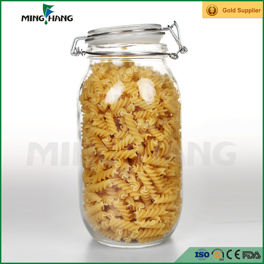 Storage Jars with Cilp Lid Top Clear Canister Large Aritight Glass Canned Food for Nuts Oats Canning Cereal Pasta