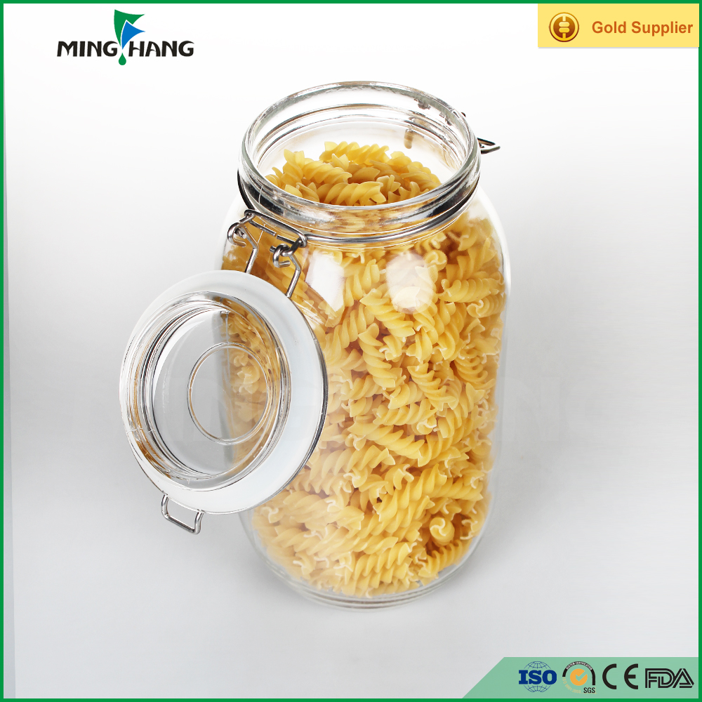 Storage Jars with Cilp Lid Top Clear Canister Large Aritight Glass Canned Food for Nuts Oats Canning Cereal Pasta