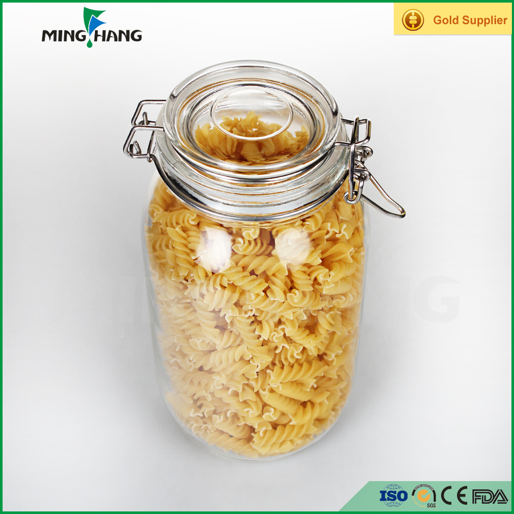 Storage Jars with Cilp Lid Top Clear Canister Large Aritight Glass Canned Food for Nuts Oats Canning Cereal Pasta
