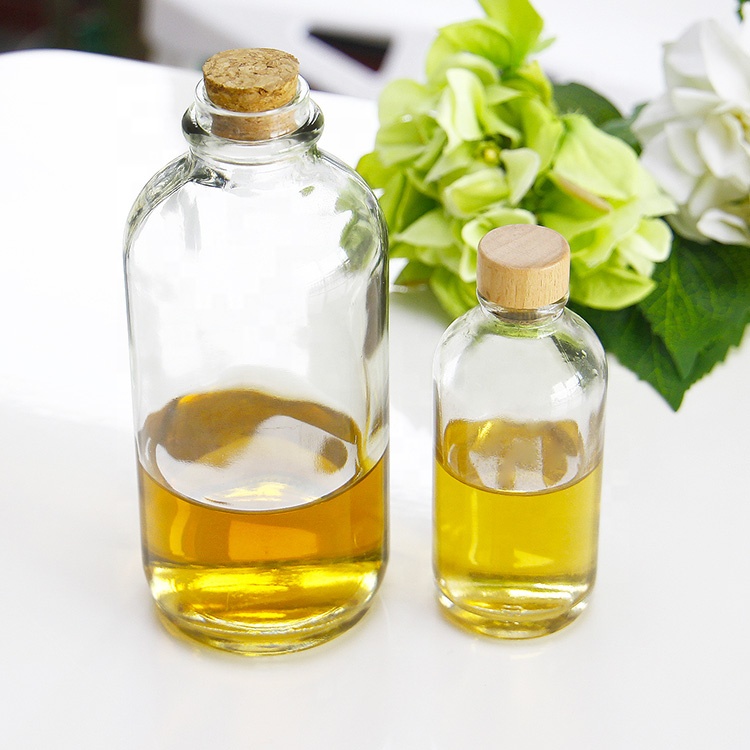 Storage Screen Print 12oz Bottle 100ml 350ml Clear Glass With Real Wood Cork Stoppers Closure