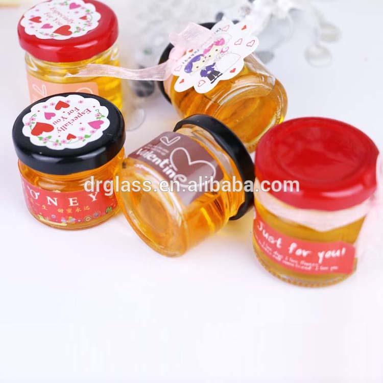 Storage Small Cheap 25ML35ML/50ML Round Honey Glass Bottle Jar With Metal Lid
