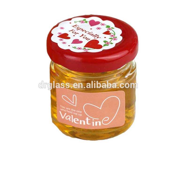 Storage Small Cheap 25ML35ML/50ML Round Honey Glass Bottle Jar With Metal Lid
