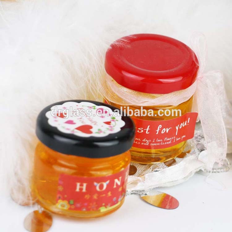 Storage Small Cheap 25ML35ML/50ML Round Honey Glass Bottle Jar With Metal Lid