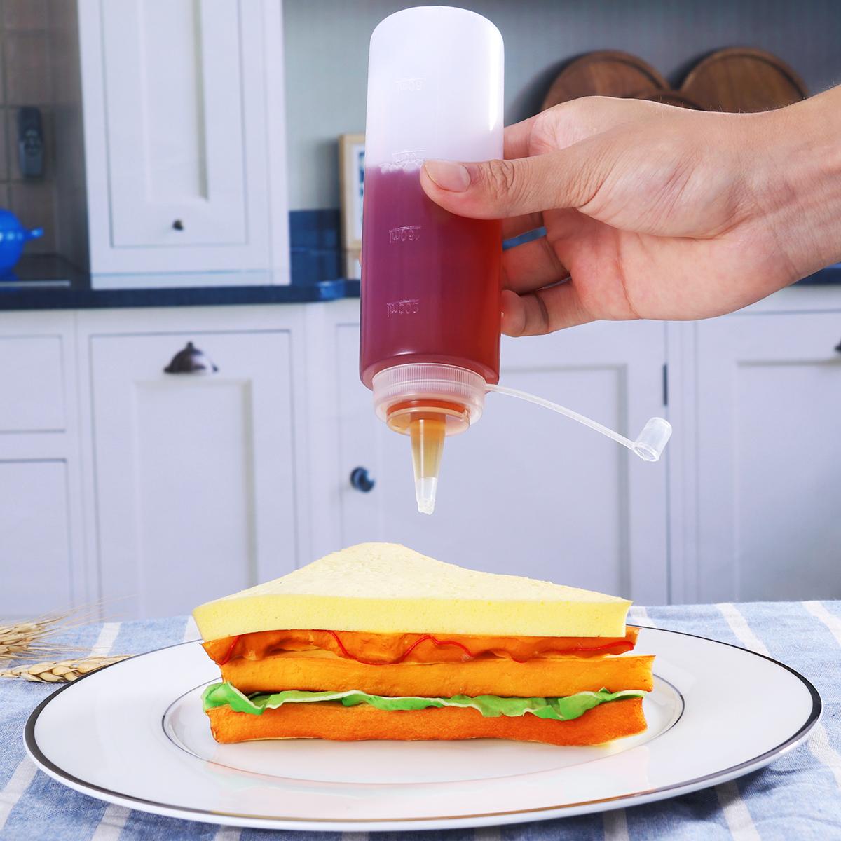 Storage Squeeze Squirt Condiment Bottles With Cap Lids Salad Sauce Dispenser Bottles Olive Oil Gravy Boats Ketchup Cruet Storage