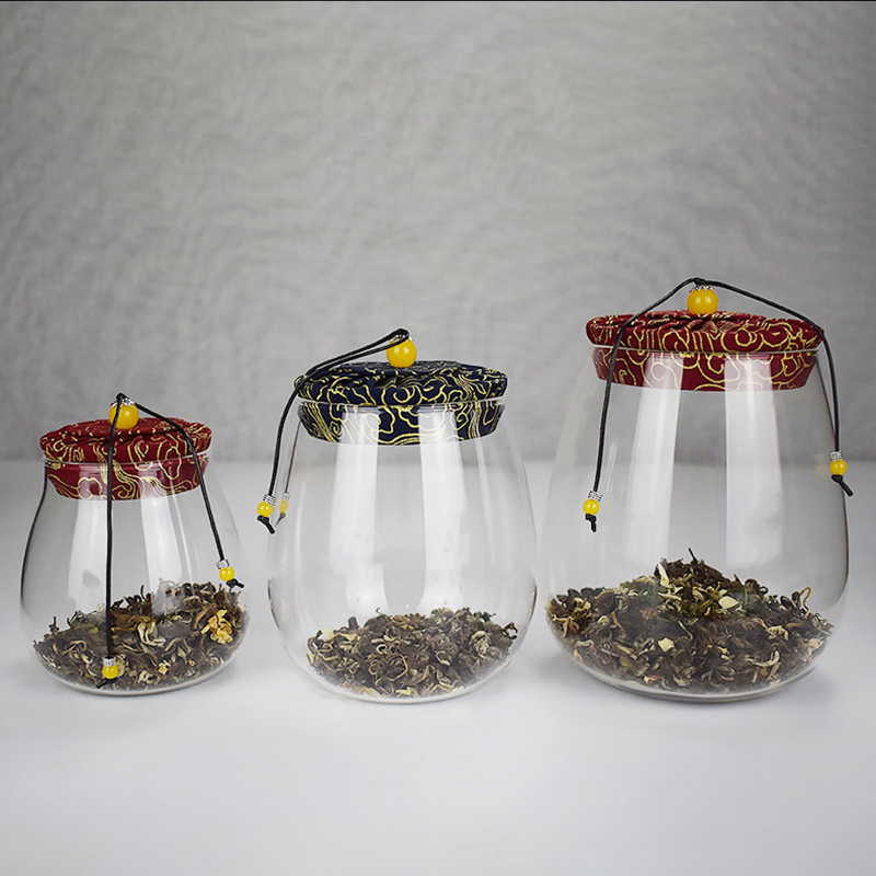 Storage Tank Food Container Bamboo Covered High Borosilicate Food Sealed Glass Tank Kitchen Miscellaneous Grain Organizer