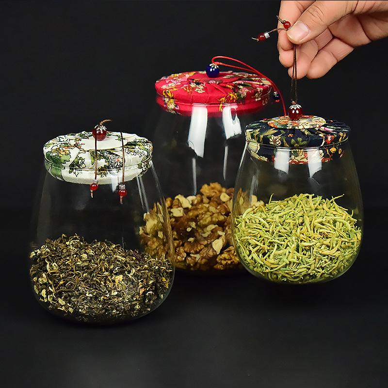 Storage Tank Food Container Bamboo Covered High Borosilicate Food Sealed Glass Tank Kitchen Miscellaneous Grain Organizer