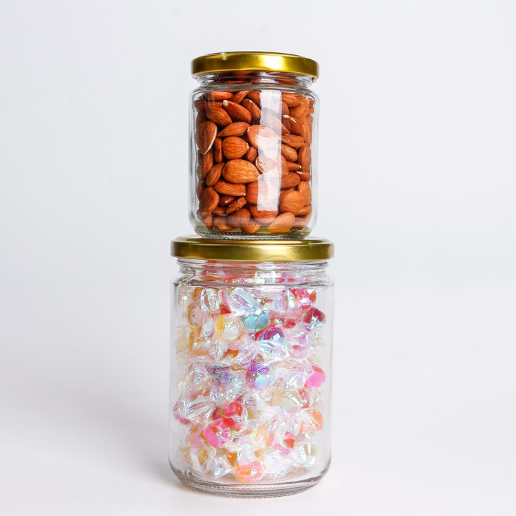 Storage jar 450ml Food glass jar container for packaging honey jelly with metal lid