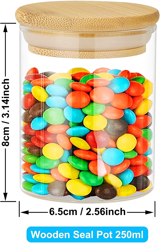 Storage tank with sealed bamboo cover transparent glass sealed tank glass perfume tank is suitable for kitchen