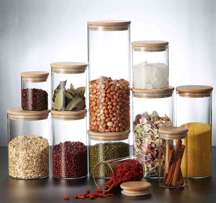 Straight Design High Borosilicate Glass Factory Customized Wholesale Airtight Clear Glass Jar With Lid Storage Tea Nuts Candy